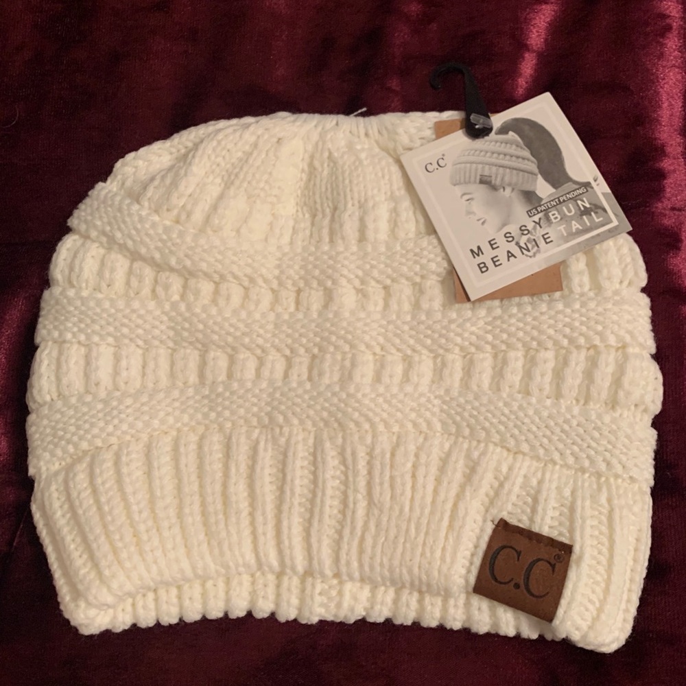 Messy bun beanie